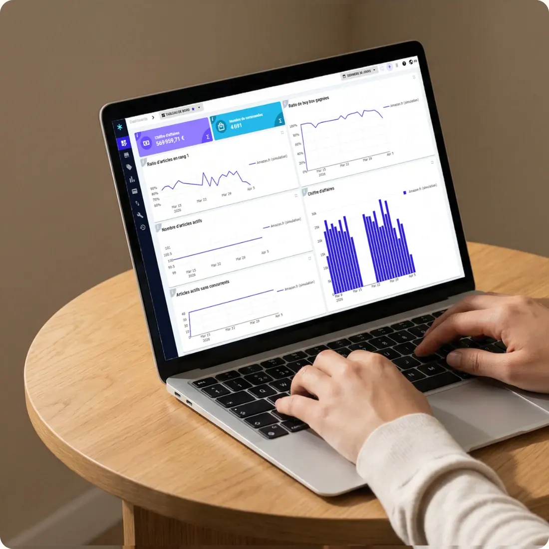 A Multiply dashboard showing price charts on a laptop